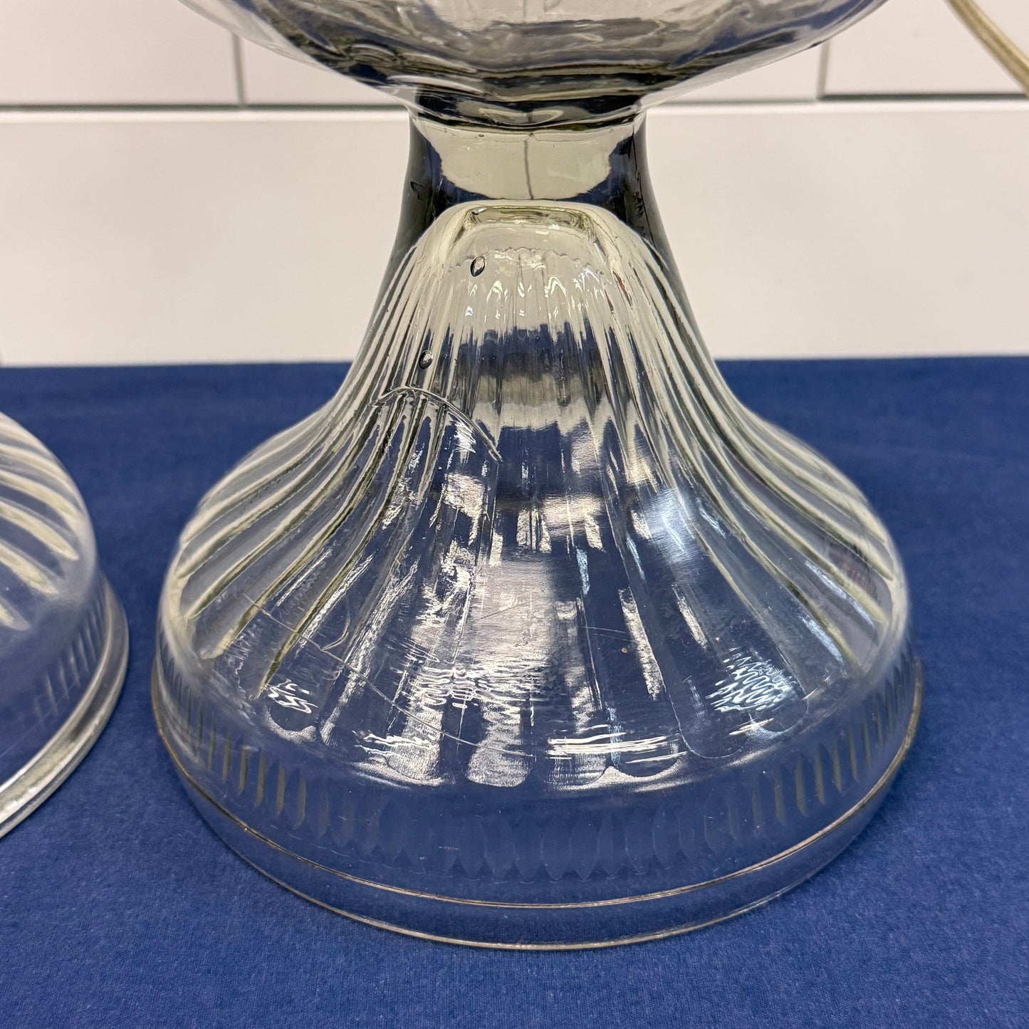 Electrified Glass Oil Hurricane Lamps with Chimneys Set of 2