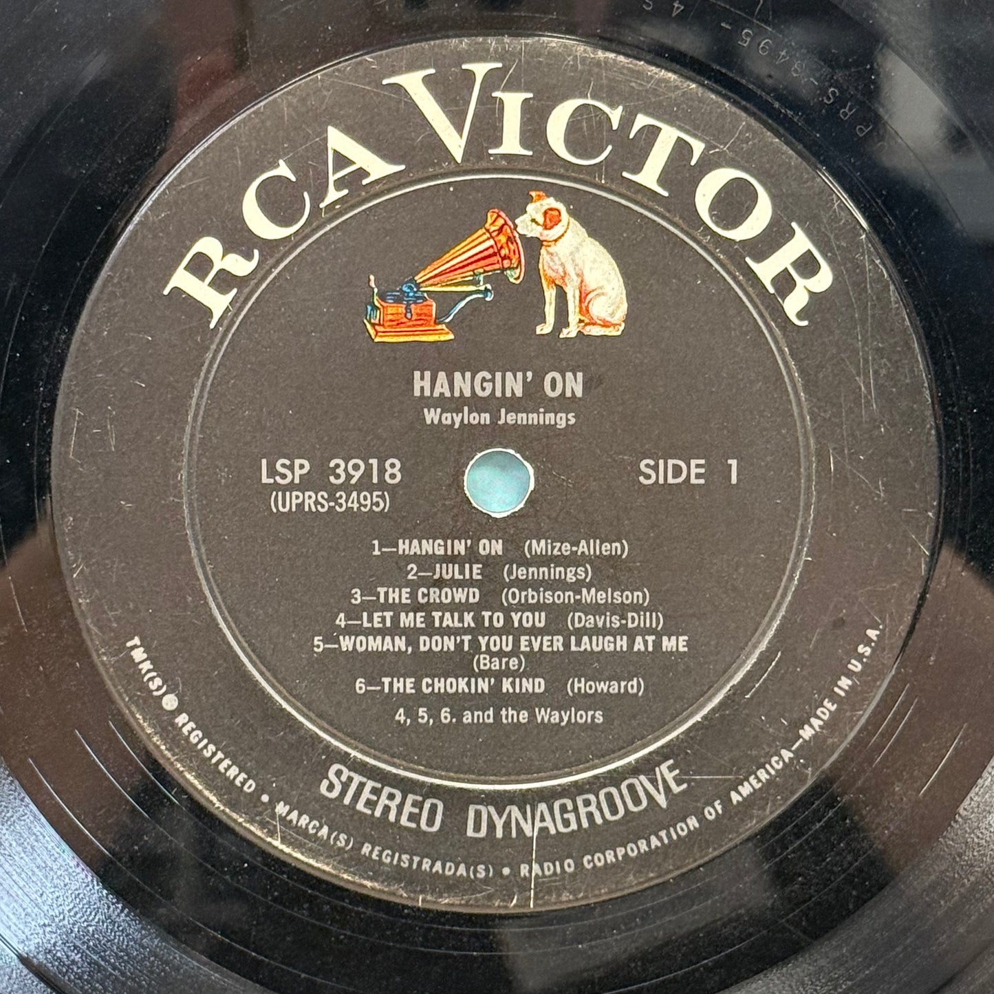 Waylon Jennings Hangin’ On Vinyl Record 1968 #LSP-3918