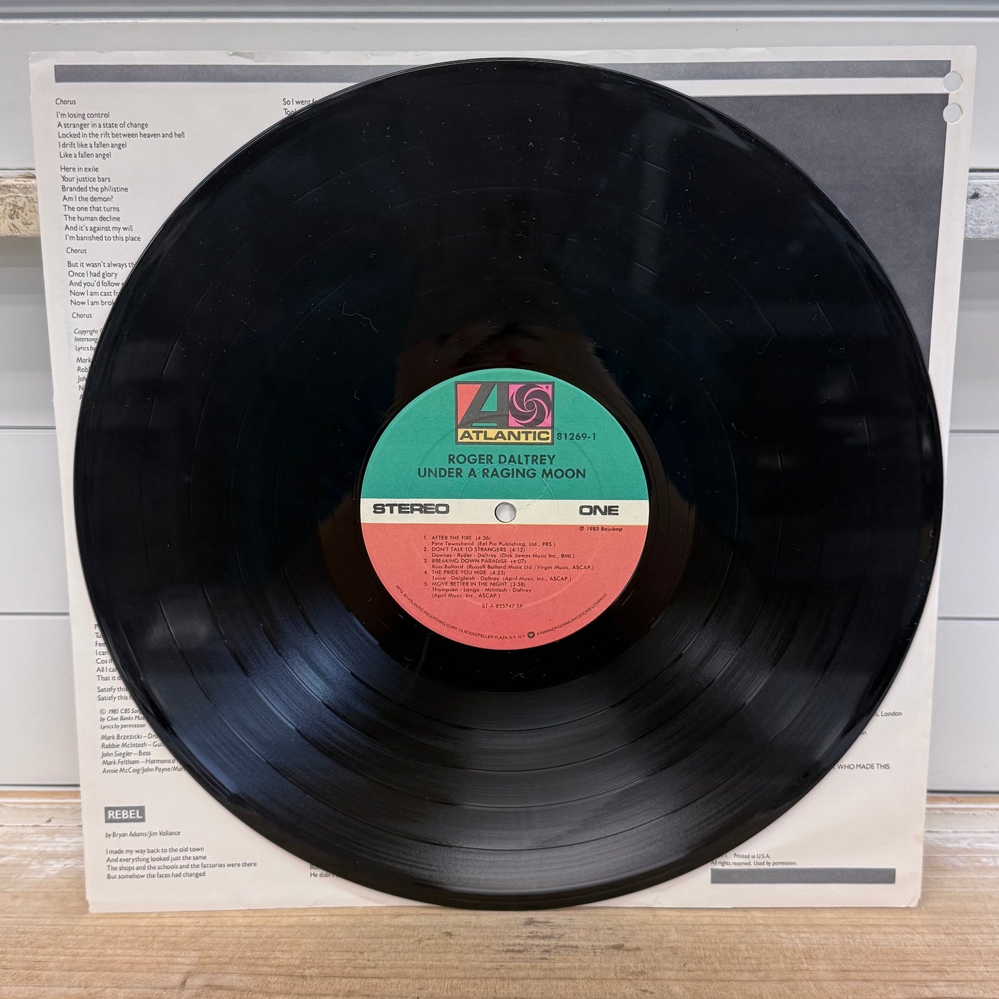 Roger Daltrey Under a Raging Moon Vinyl Record 1985