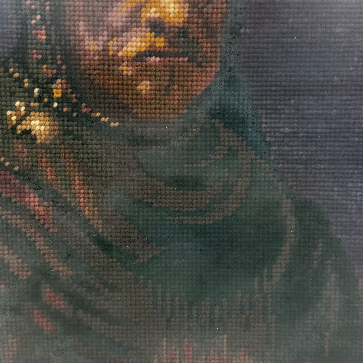 The Man with the Golden Helmet Framed Needlepoint Art 1977
