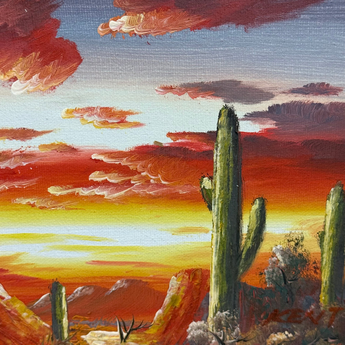 Original Oil Painting Southwestern Desert Sunset Signed