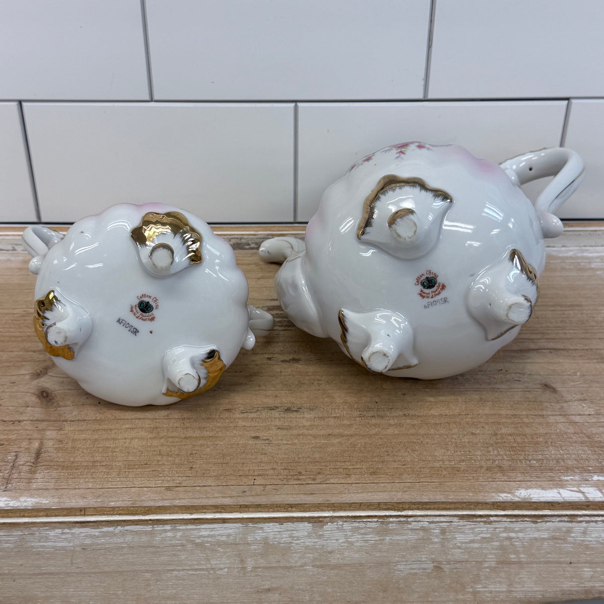 Lefton Heirloom Rose Teapot & Sugar Bowl Porcelain