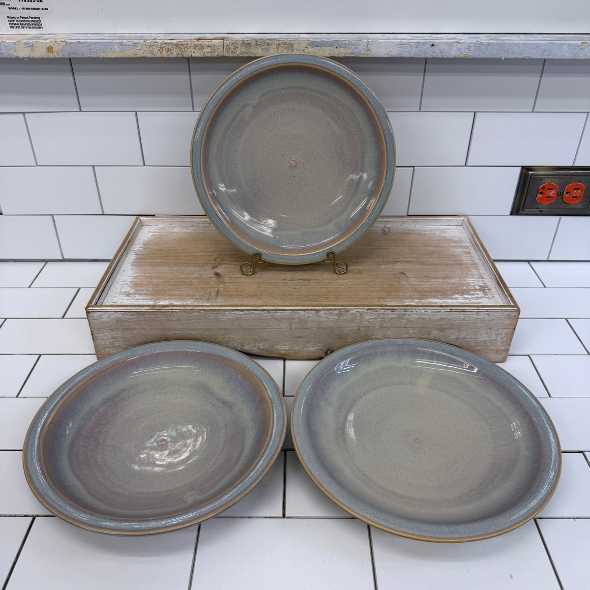 Studio Pottery Stoneware Plates Set of 3 Signed Walters 2010