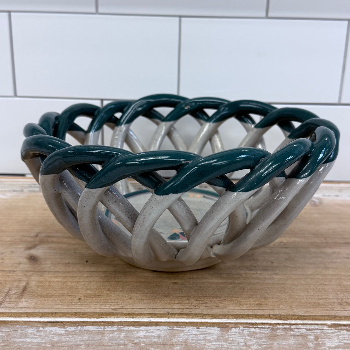 Studio Pottery Woven Ceramic Basket
