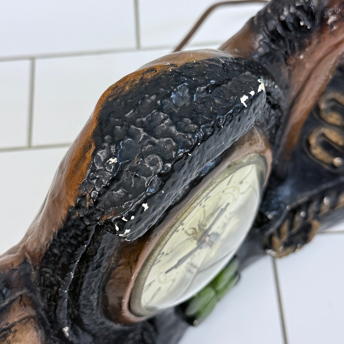 Lanshire Horse Chalkware Mantel Clock 1950s