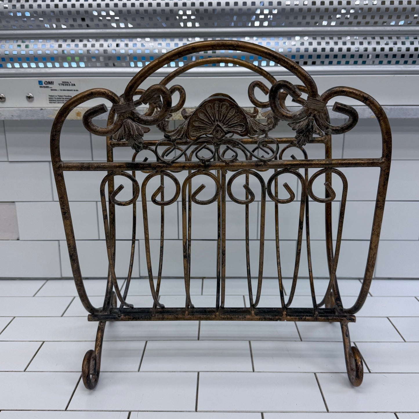 Folding Metal Magazine Rack Hollywood Regency Decor