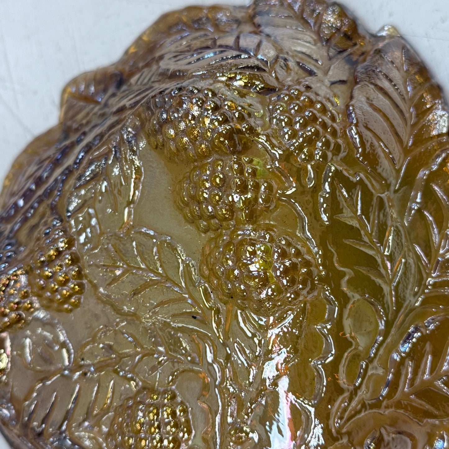 Indiana Marigold Carnival Glass Loganberry Bowl