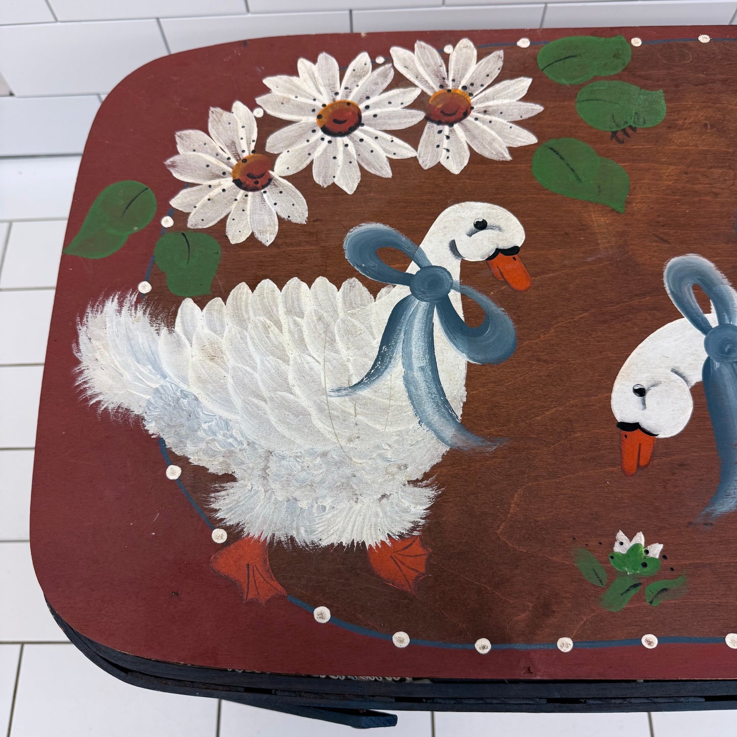 Basketville Signed Geese Picnic Basket Vermont Folk Art 1985