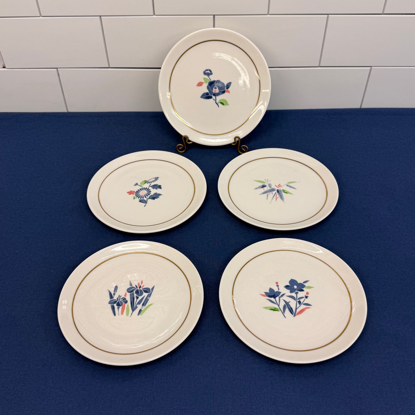MCM Japanese Porcelain Floral Plates Set of 5