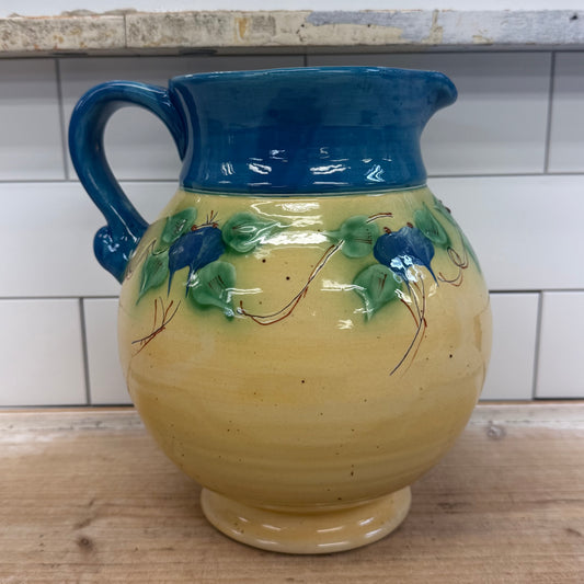 Vintage European Style Floral Art Pottery Pitcher, 1920s–1940s