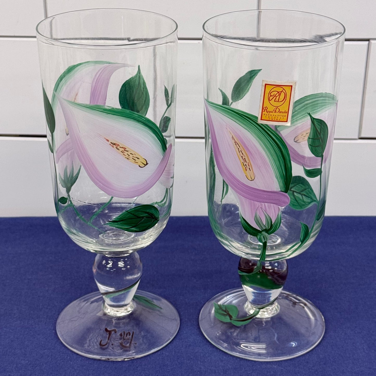 Royal Danube Hand Painted Floral Crystal Kitchenware Lot of 8