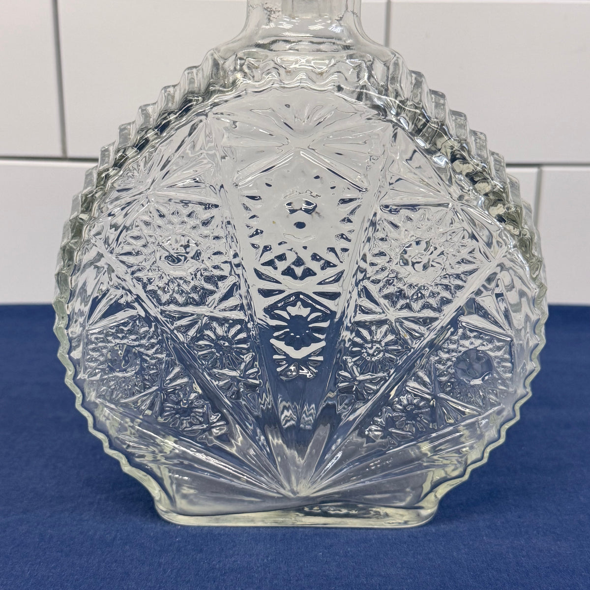 Starburst Pressed Glass Liquor Decanter with Stopper