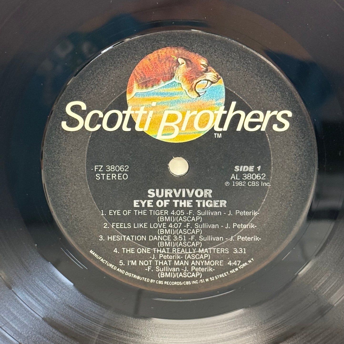 Survivor Eye of the Tiger Vinyl Record 1982 #FZ 38062