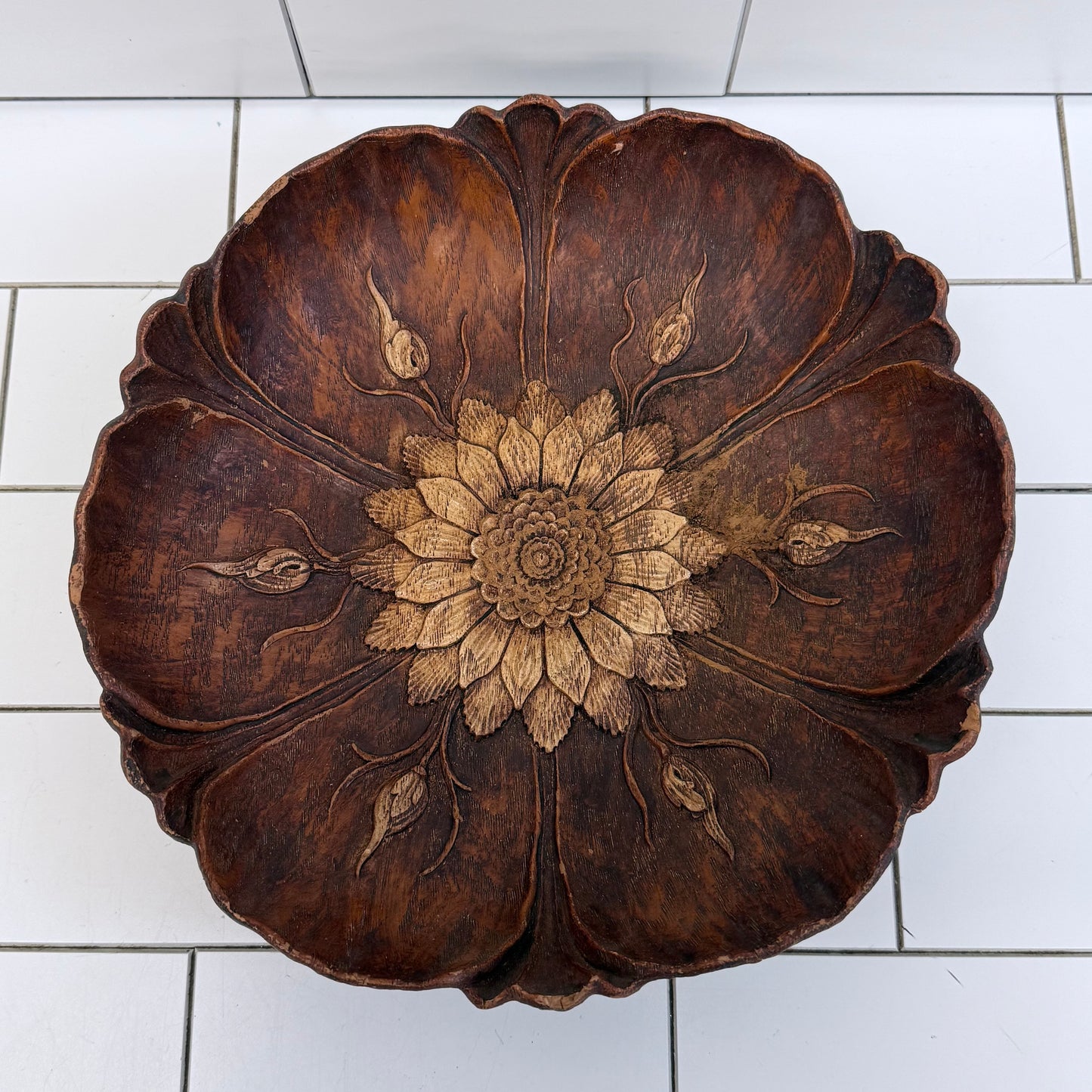 Syroco Wood Composite Flower Bowl 1946 Decor