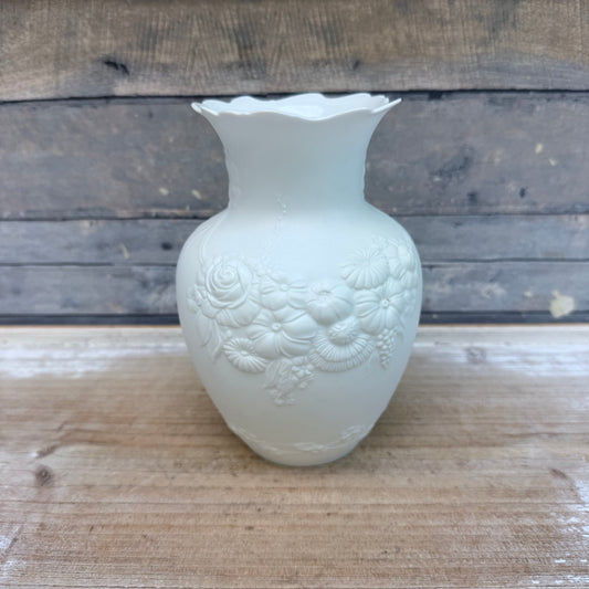 Kaiser Floral Relief Bisque Vase, Signed