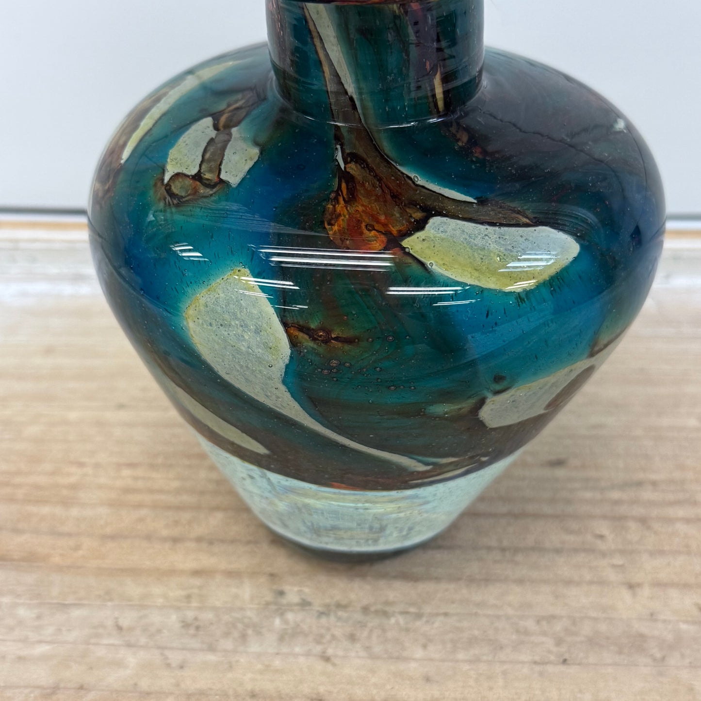 Mdina Style Vase, Hand Blown Art Glass