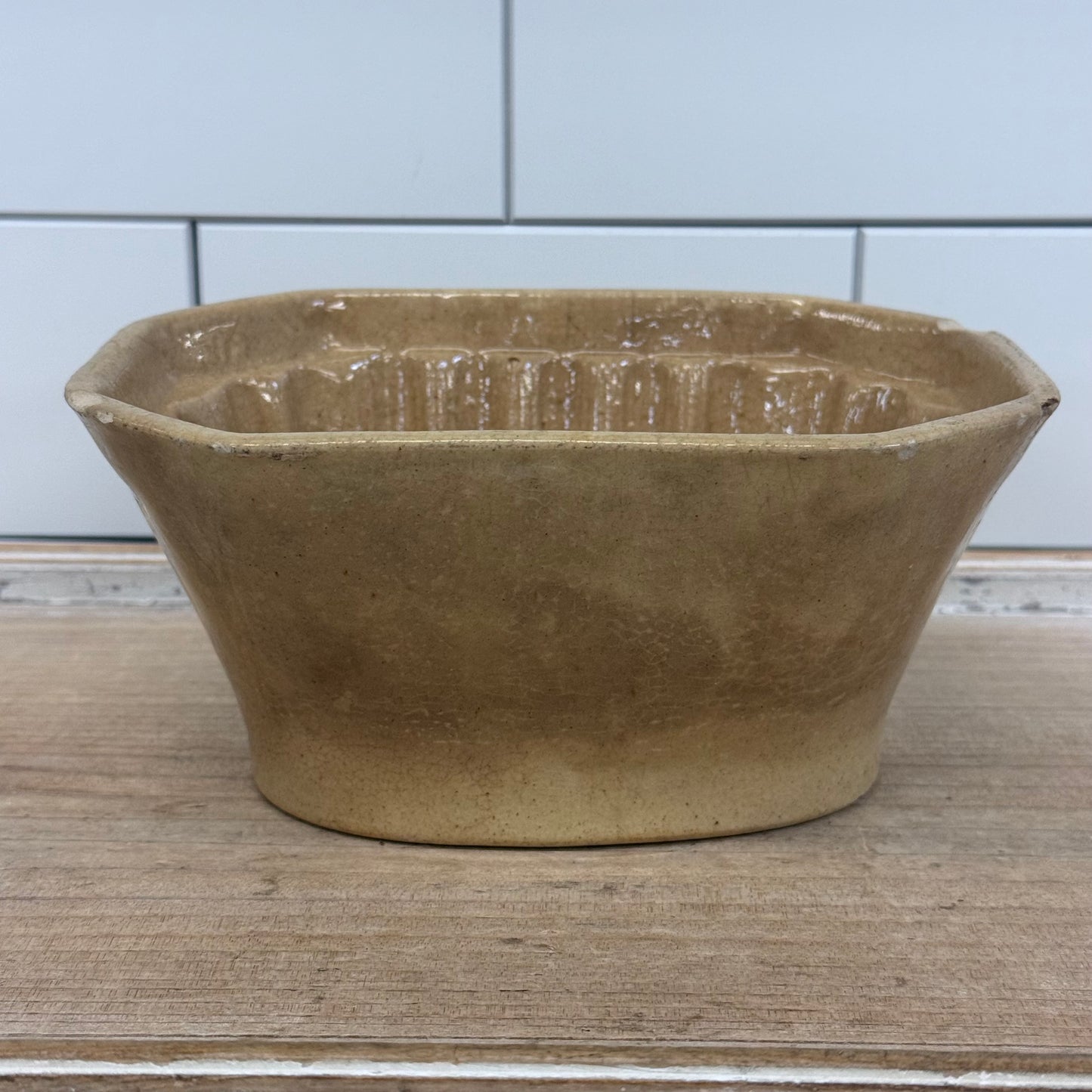 Yellow Ware Ear of Corn Food Mold Stoneware Dish Antique c. 1910s