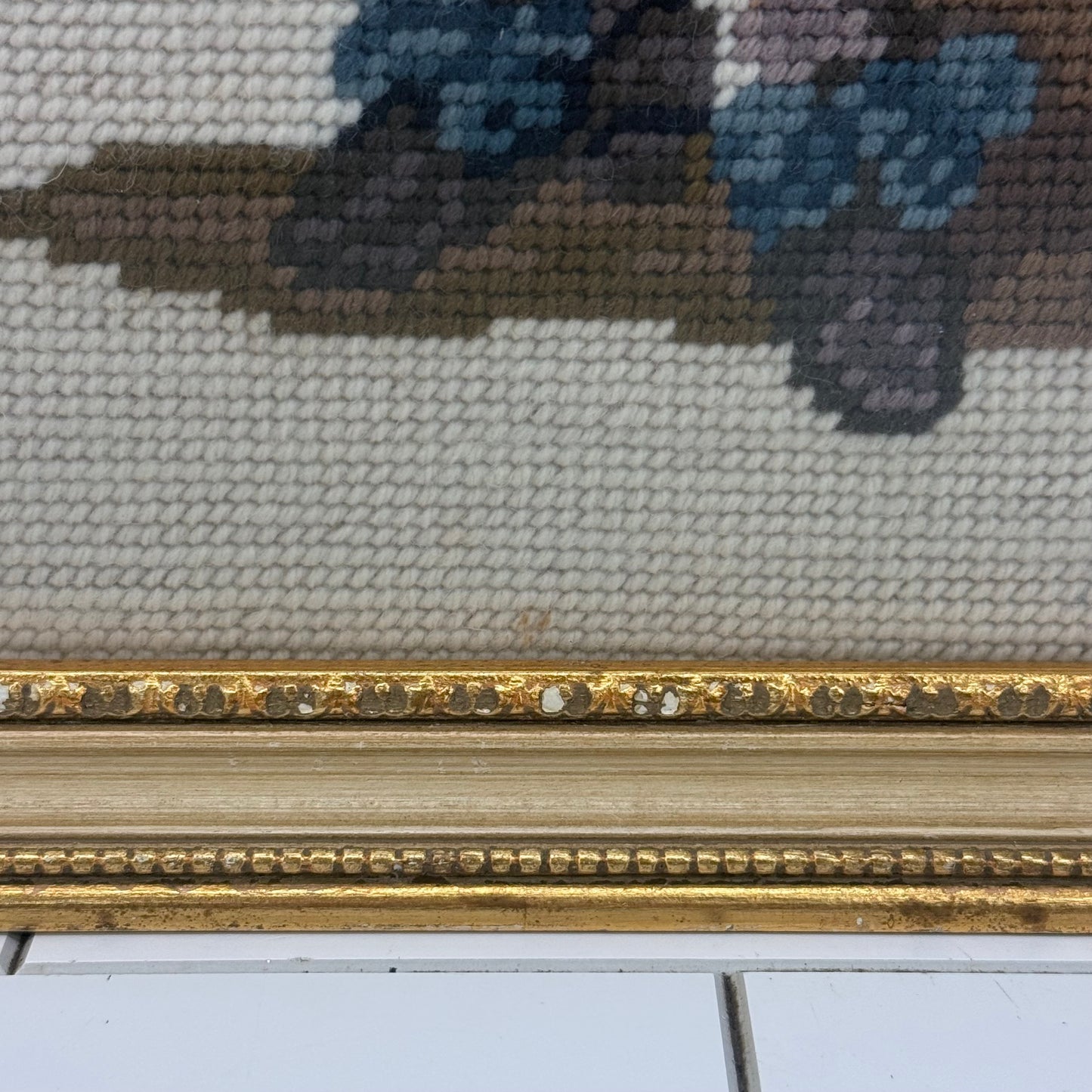Blue Boy & Pinkie Framed Needlepoint Art, Set of 2