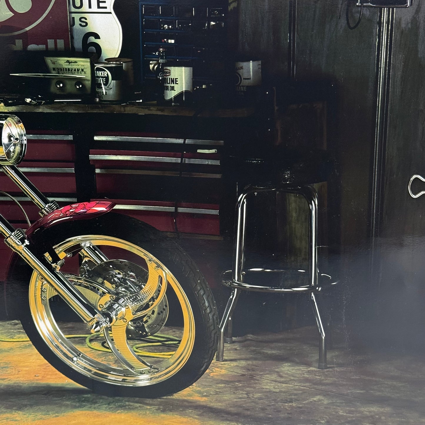 Harley-Davidson Wide Glide Motorcycle Garage Poster