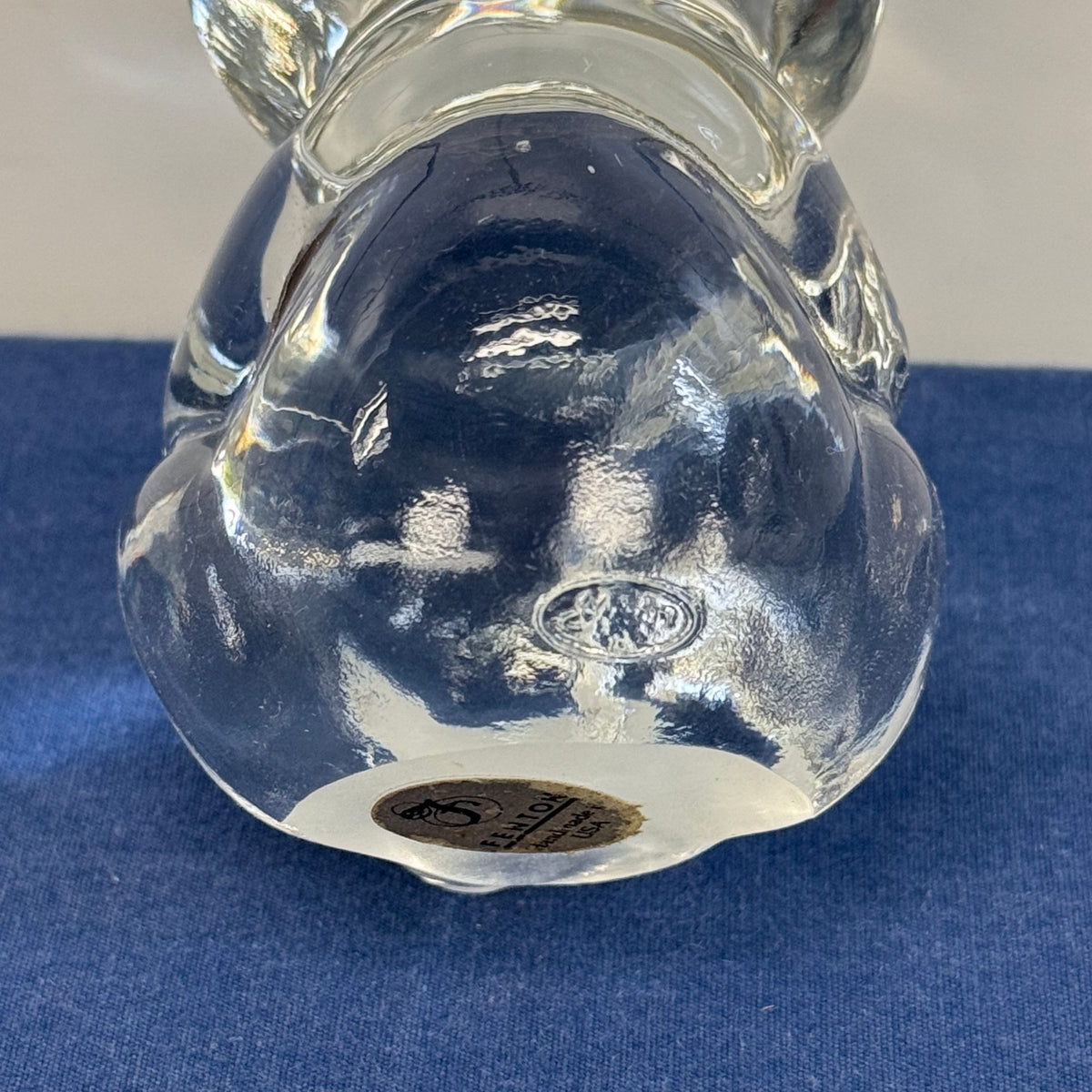 Fenton Clear Glass Teddy Bear Red Heart Figurine