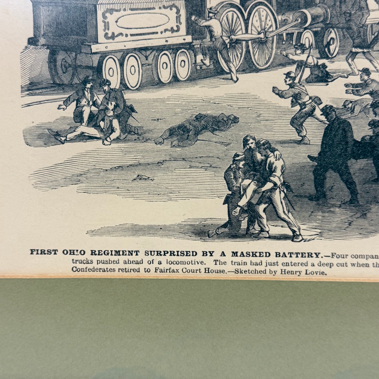 Framed First Ohio Regiment Surprised by a Masked Battery Civil War Print