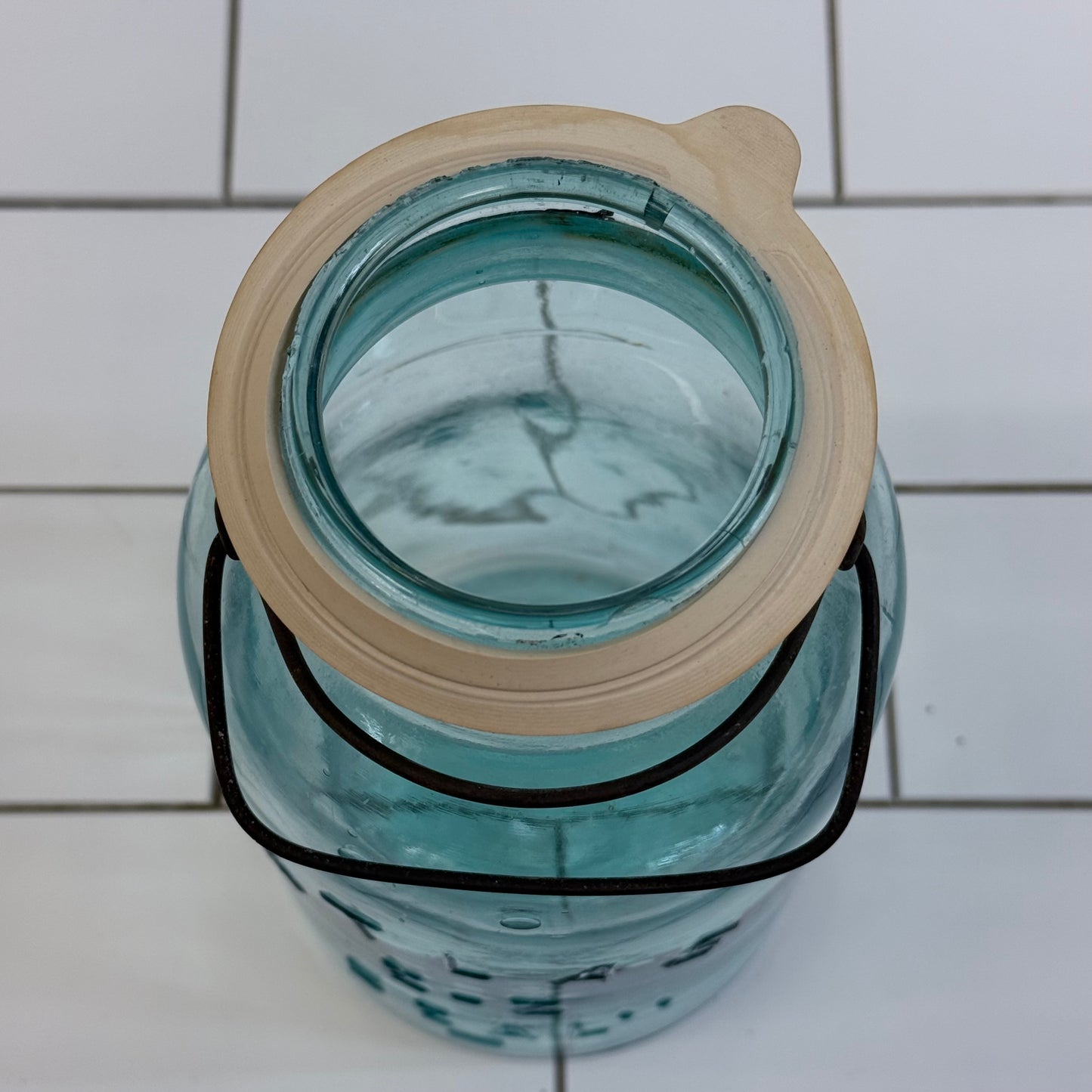 Hazel Atlas E-Z Seal Aqua Glass Canning Jar USA 1910s-1920s