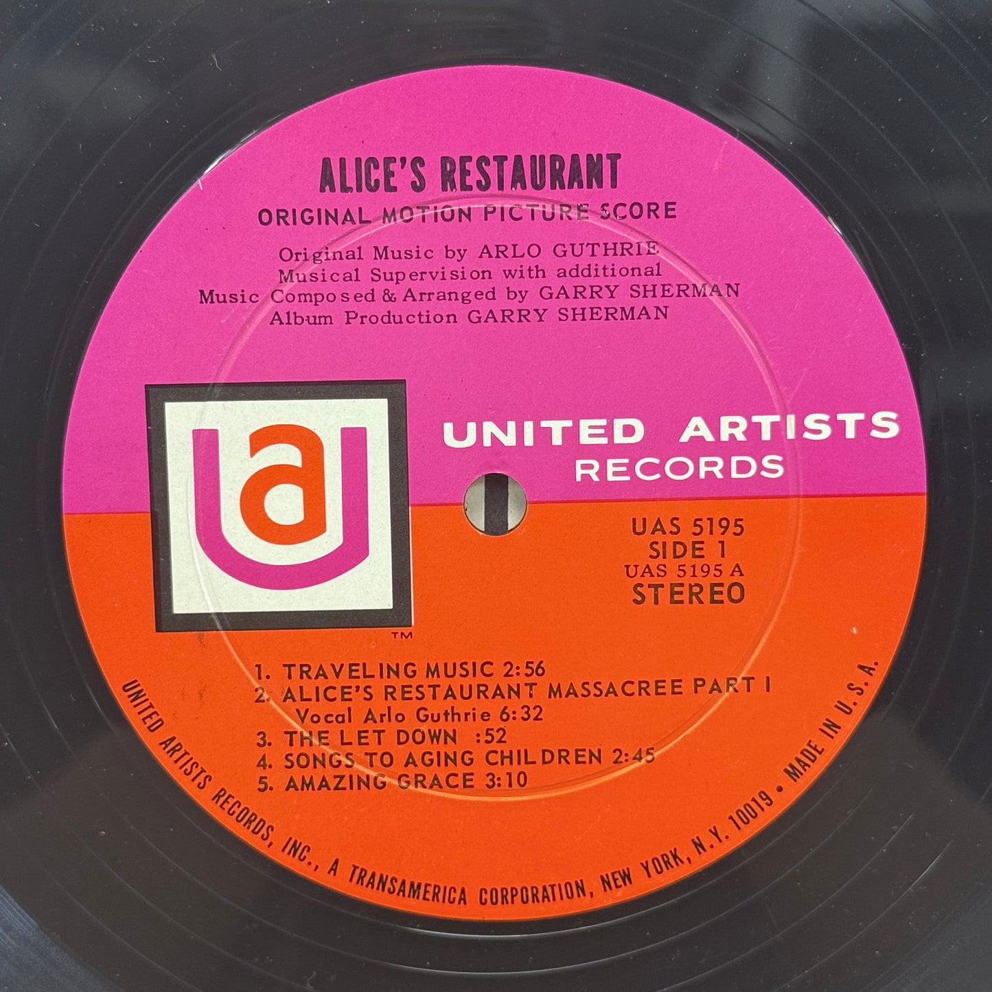 Arlo Guthrie Alice's Restaurant Soundtrack Vinyl Record 1969 #UAS5195