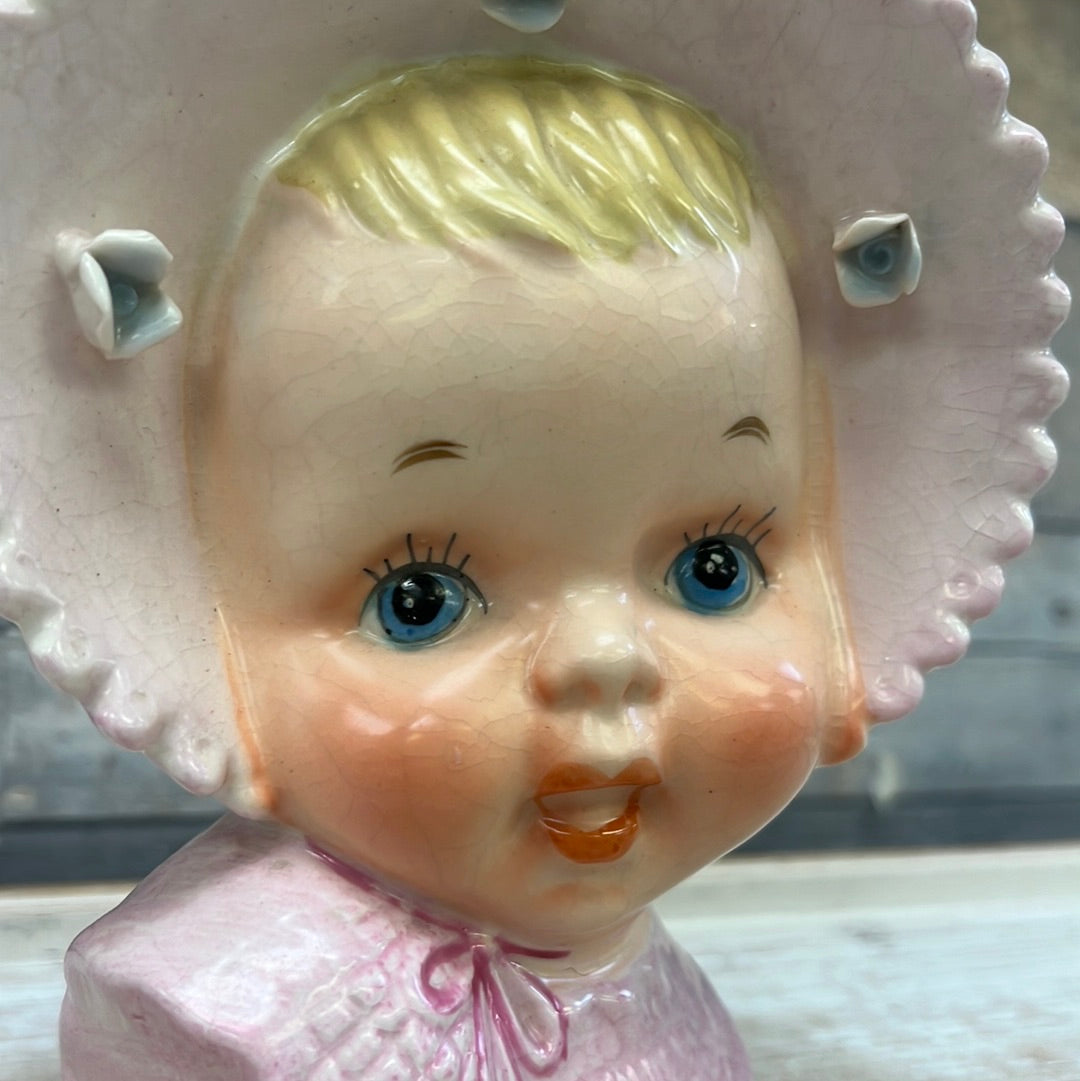 Vintage Baby in Pink Ceramic Vase