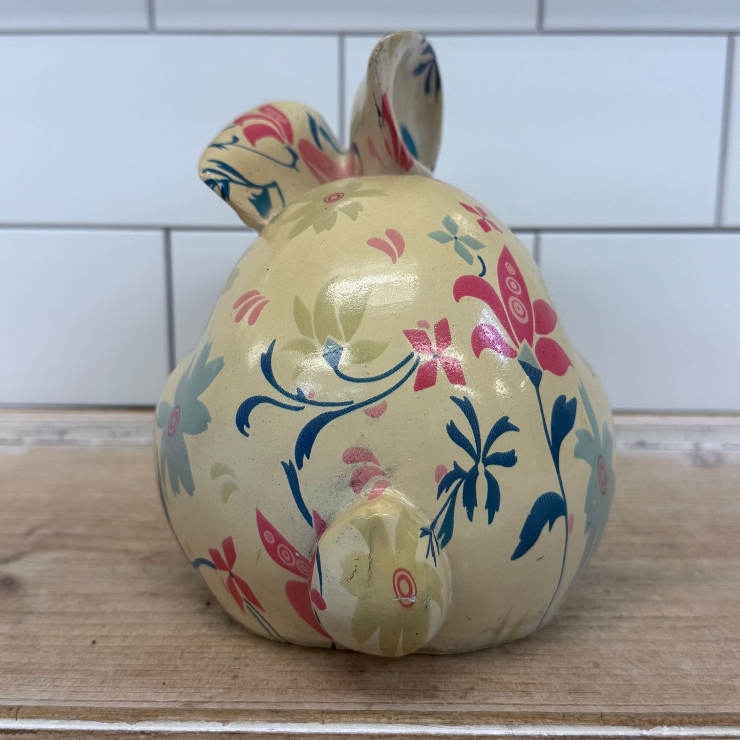 Floral Pattern Ceramic Rabbit Figurine
