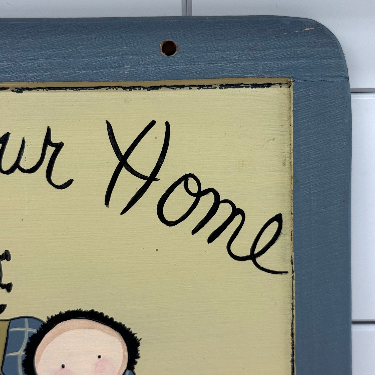 Folk Art Dolls Hand Painted Reversible Chalkboard Sign Signed