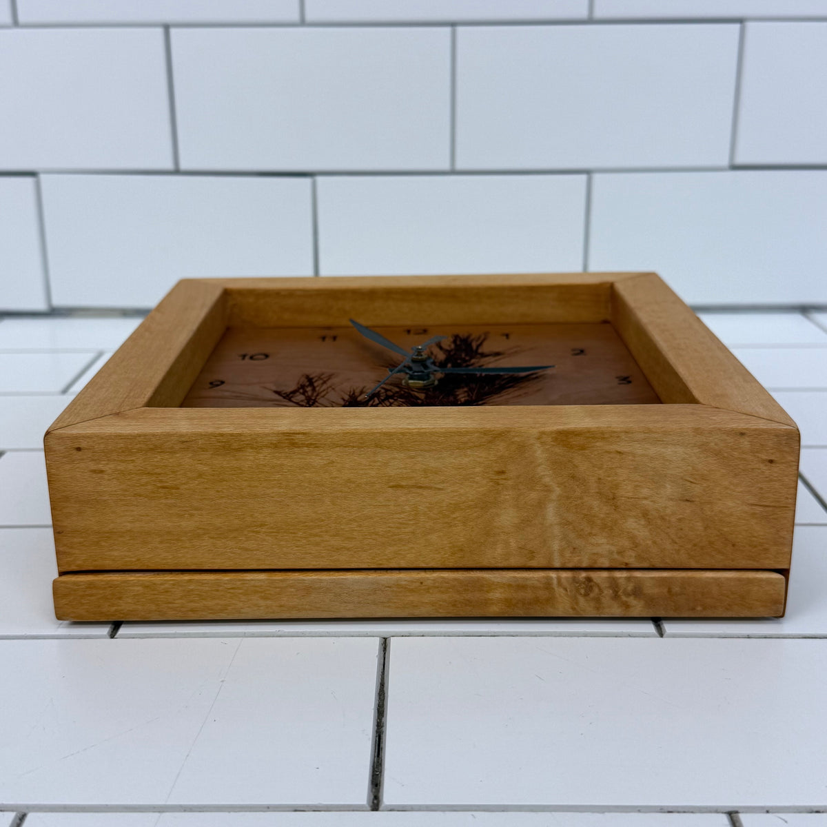 Sabbath-Day Woods White Pine Botanical Wood Box Clock