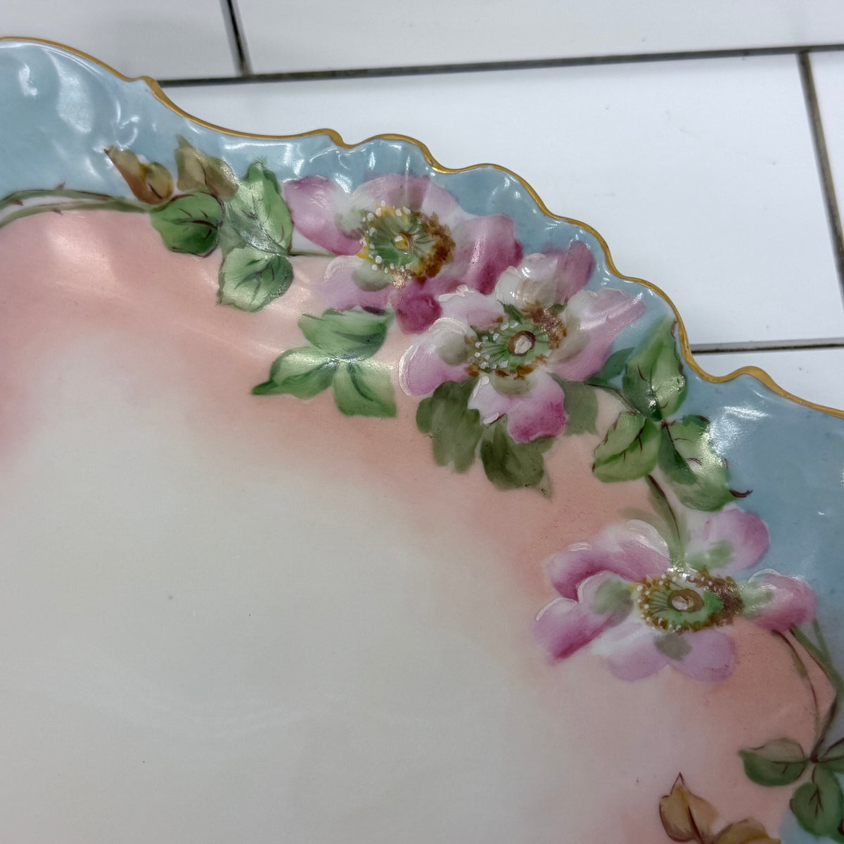 Antique Fürstenberg Brunswick Floral Porcelain Tray Gilt 1920s