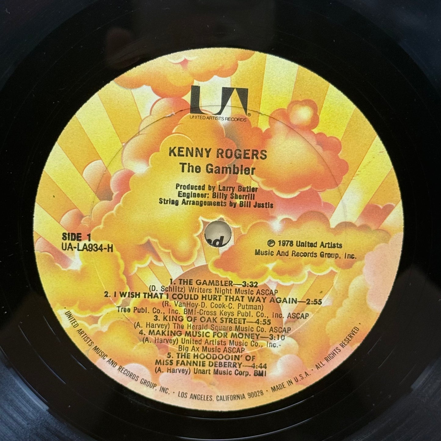 Kenny Rogers The Gambler Vinyl Record LP 1978 #UA-LA934-H