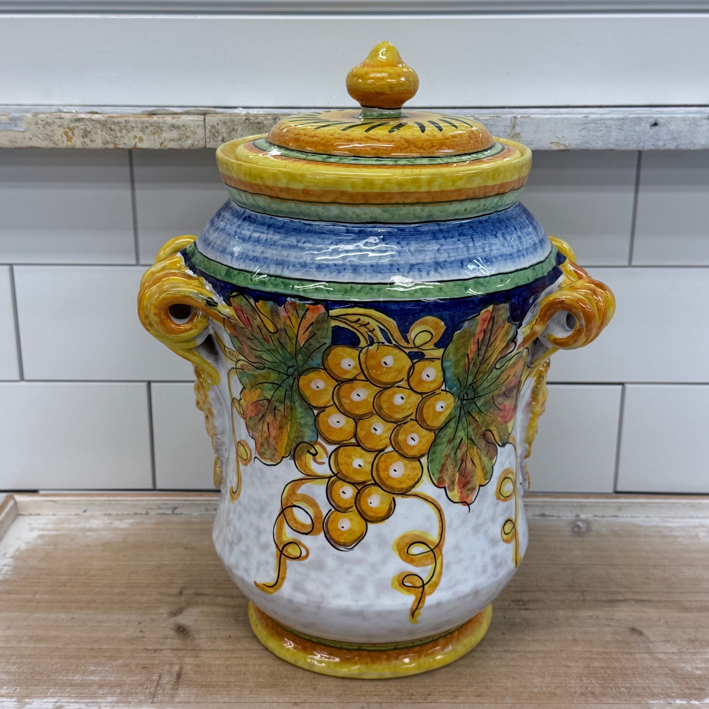 Orvieto Italian Lidded Canister Hand Painted Ceramic