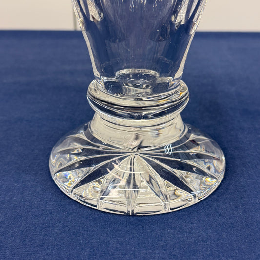 Pedestal Cut Glass Vase Vintage 1980s