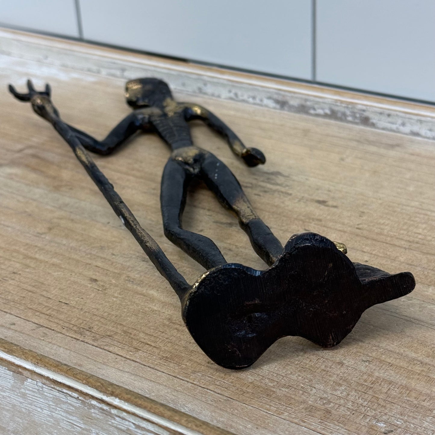 Brutalist Poseidon Bronze Trident Sculpture Figure