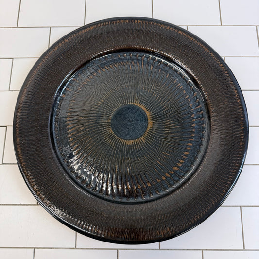 Studio Pottery Sunburst Platter Signed 1981