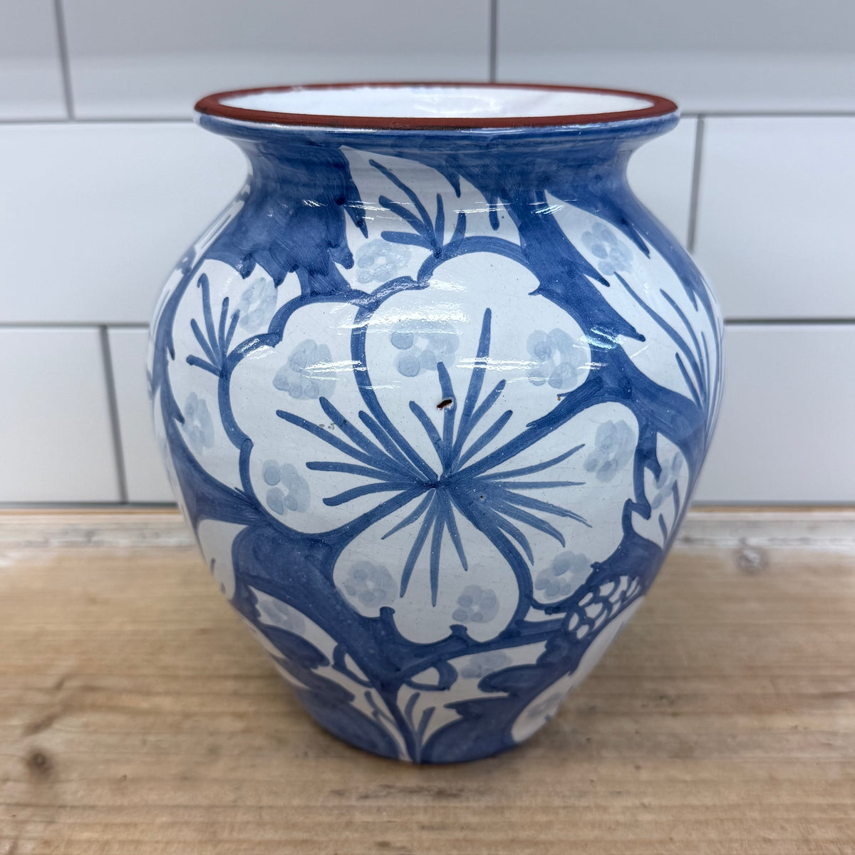 Hand Painted Floral Terracotta Pottery Vase