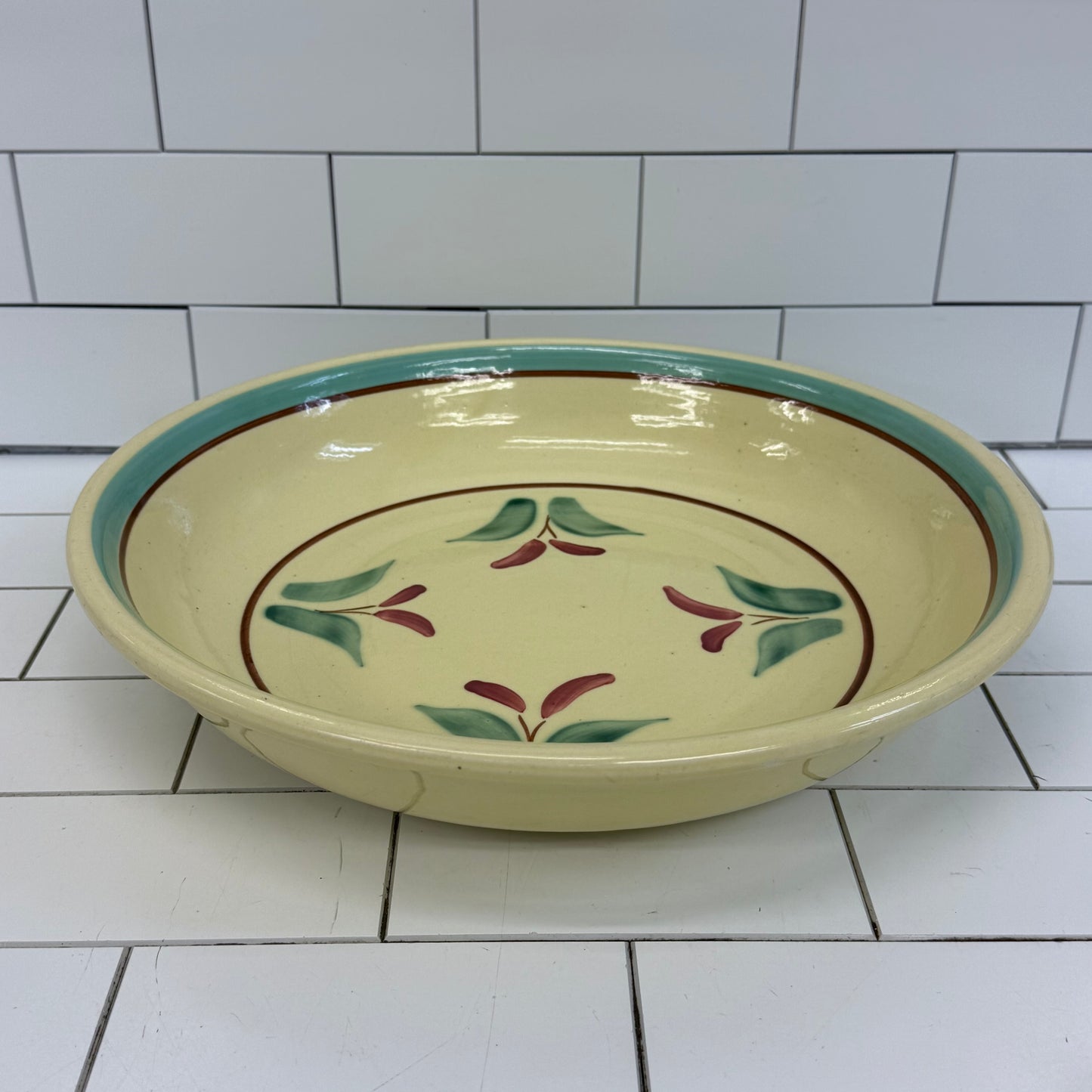 Robinson Ransbottom Floral Stoneware Bowl 1950s