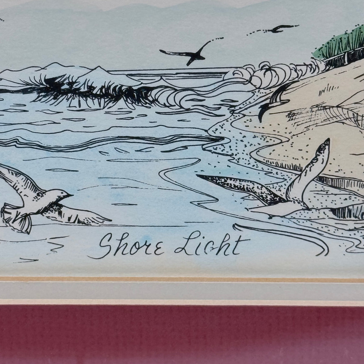 Shore Light Lighthouse Coastal Art Print 1986