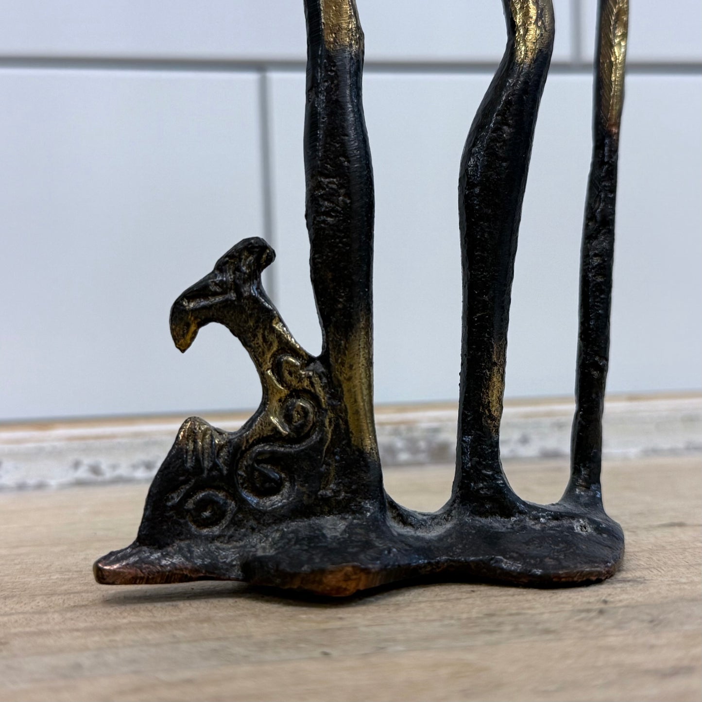 Brutalist Poseidon Bronze Trident Sculpture Figure