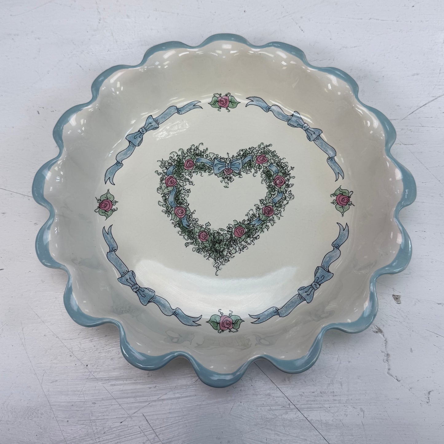 Mary Hughes Celebration of Roses Ceramic Pie Plate