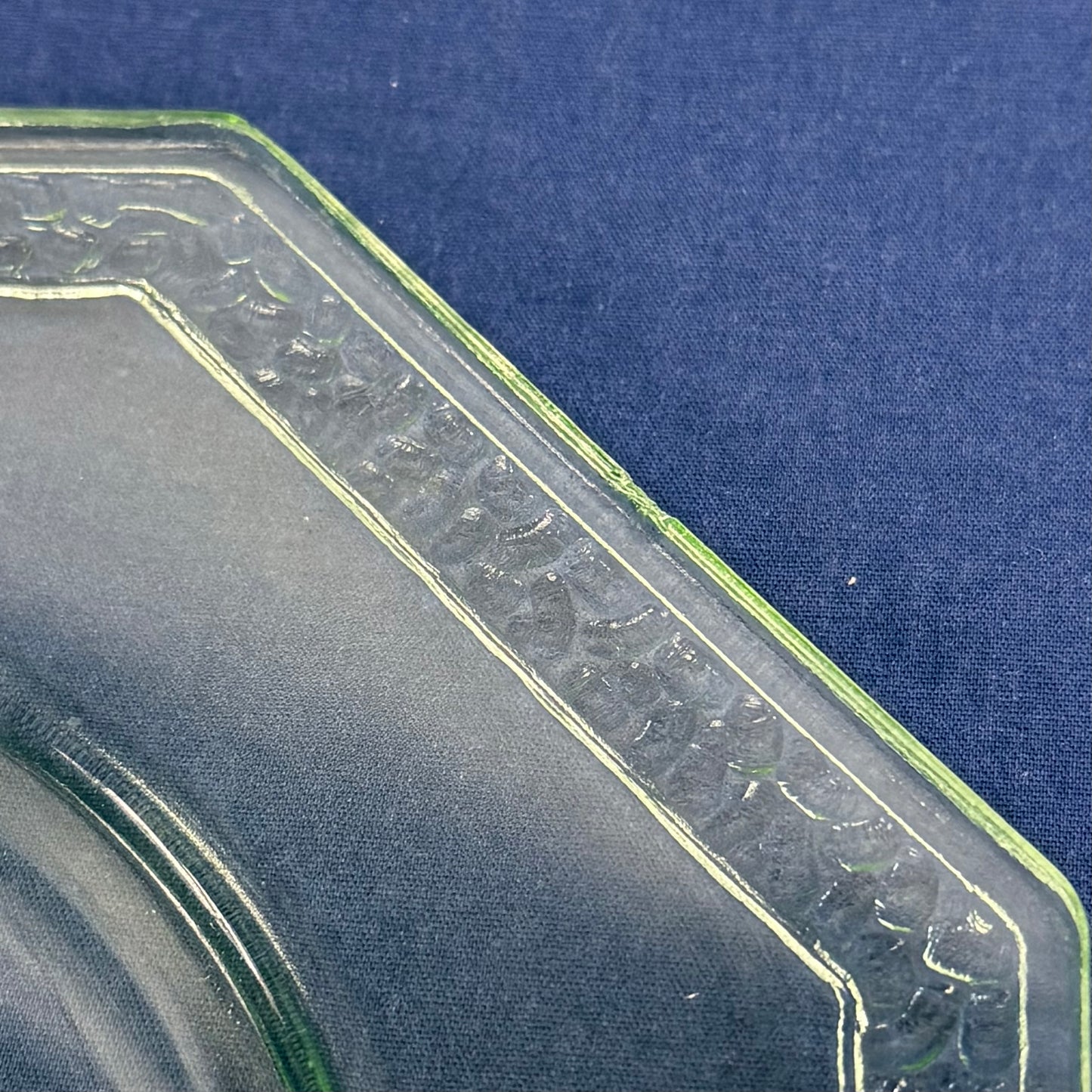 Uranium Glass Octagonal Plates Set of 2 c.1930s