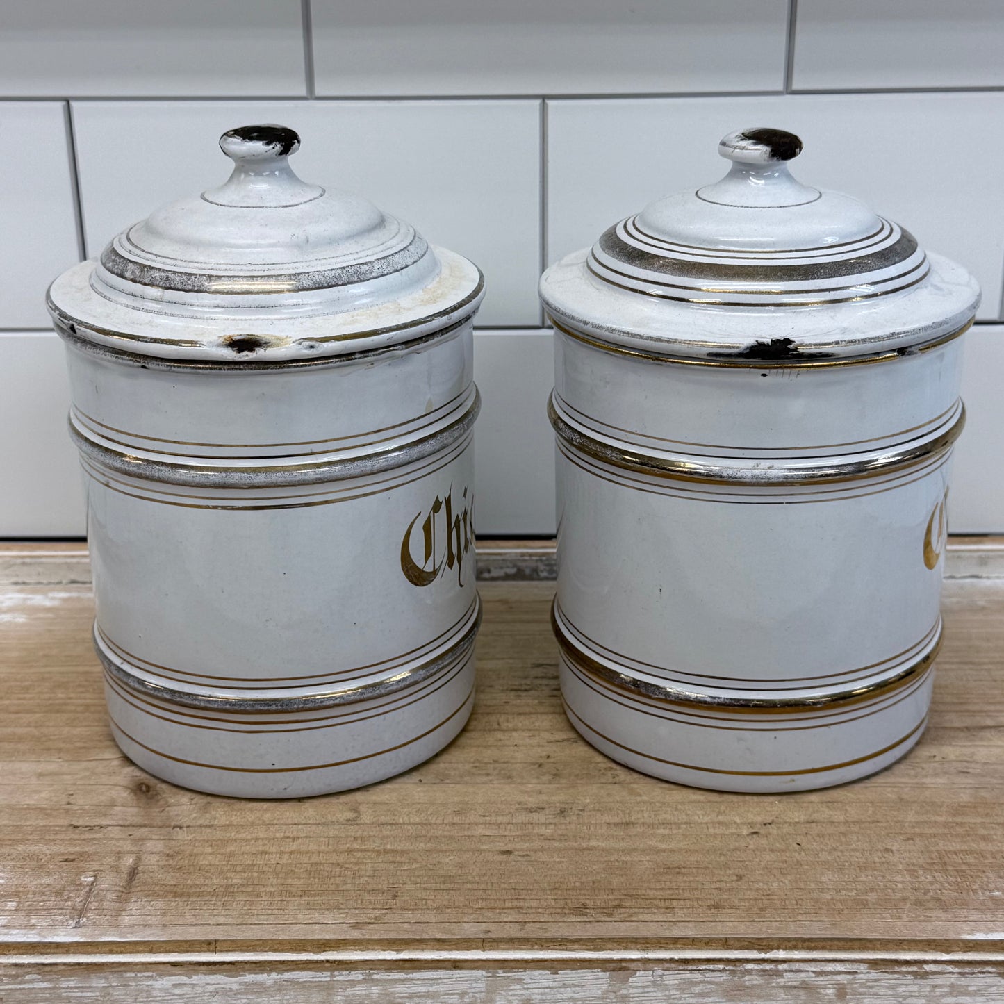 Enamelware Coffee & Chicory Canisters Set of 2