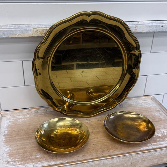 Seiden Brass Tray & Dish Set Hollywood Regency Decor