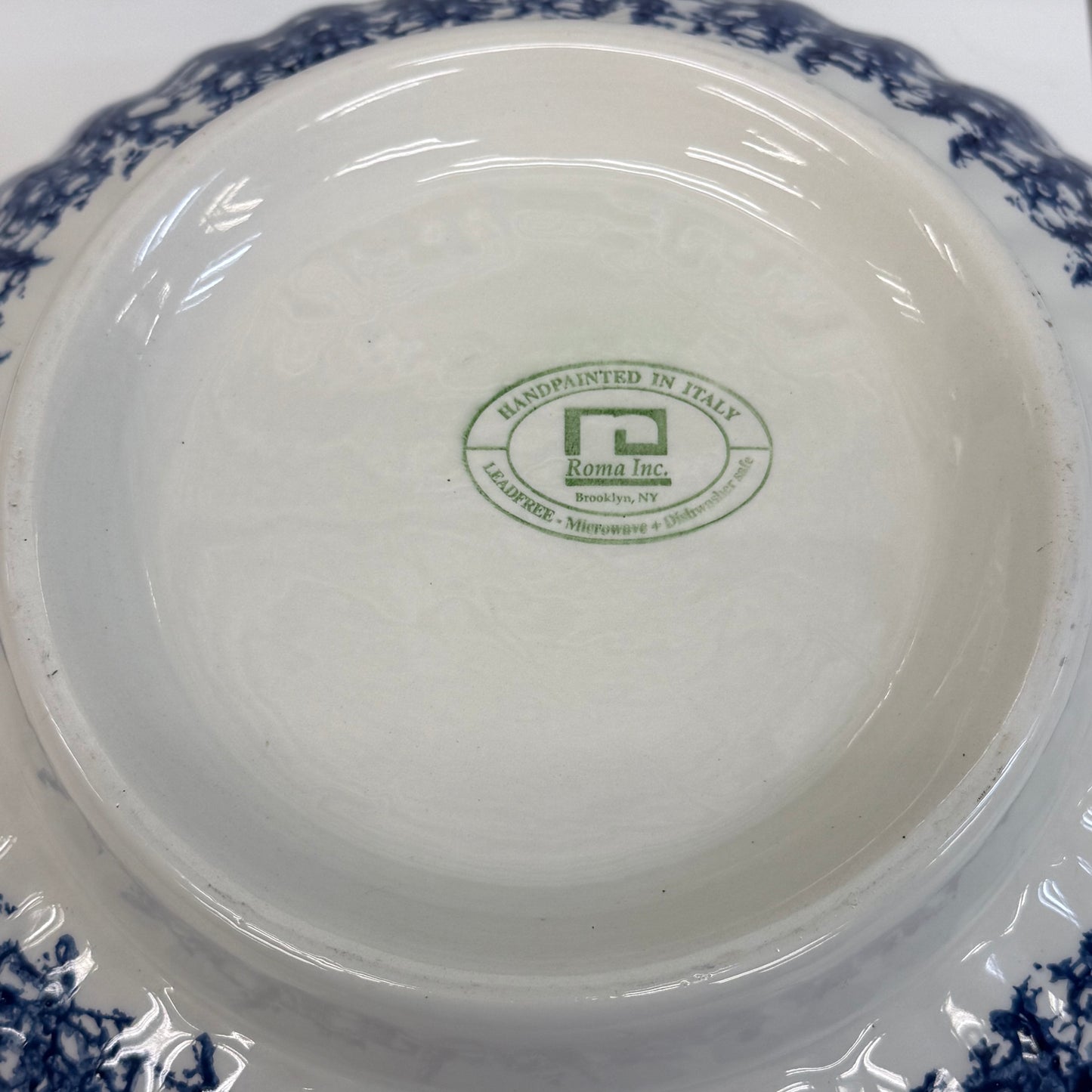 Roma Inc Italian Blue Spongeware Serving Bowl