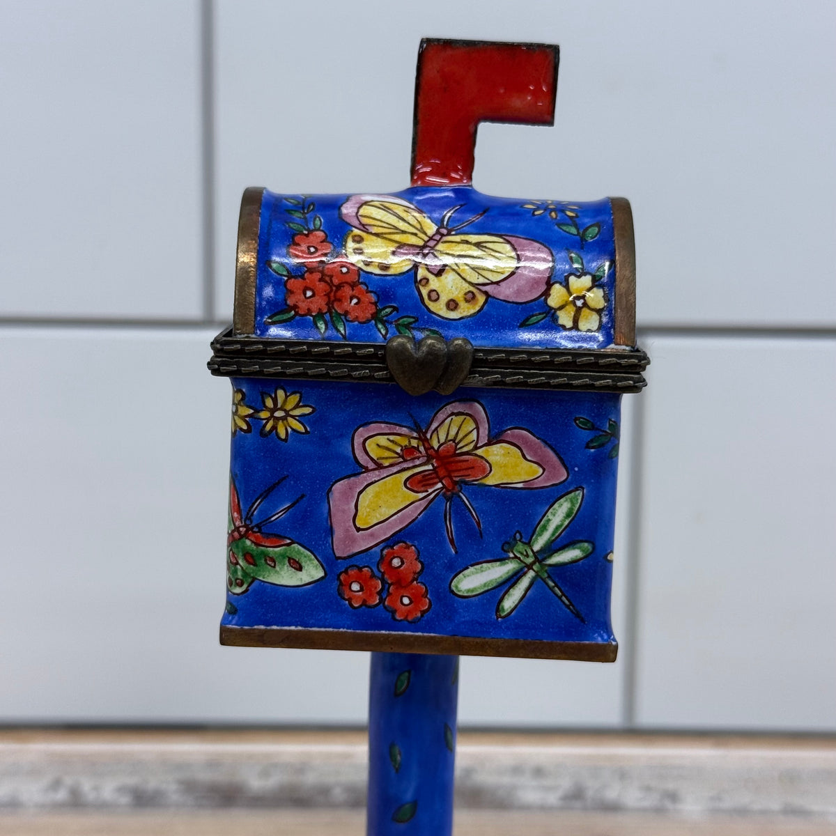 Empress Arts Blue Butterfly Mailbox Trinket Box 2000 with Gift Box