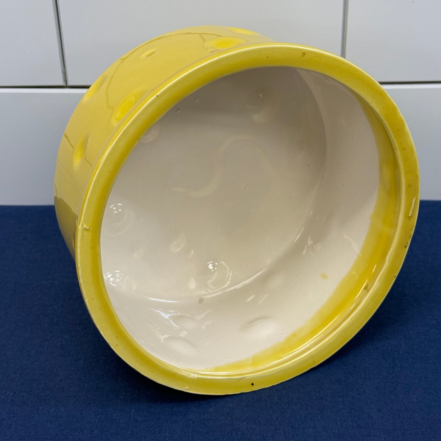 Mouse on Cheese Covered Serving Dish Ceramic Plate Dome Lid
