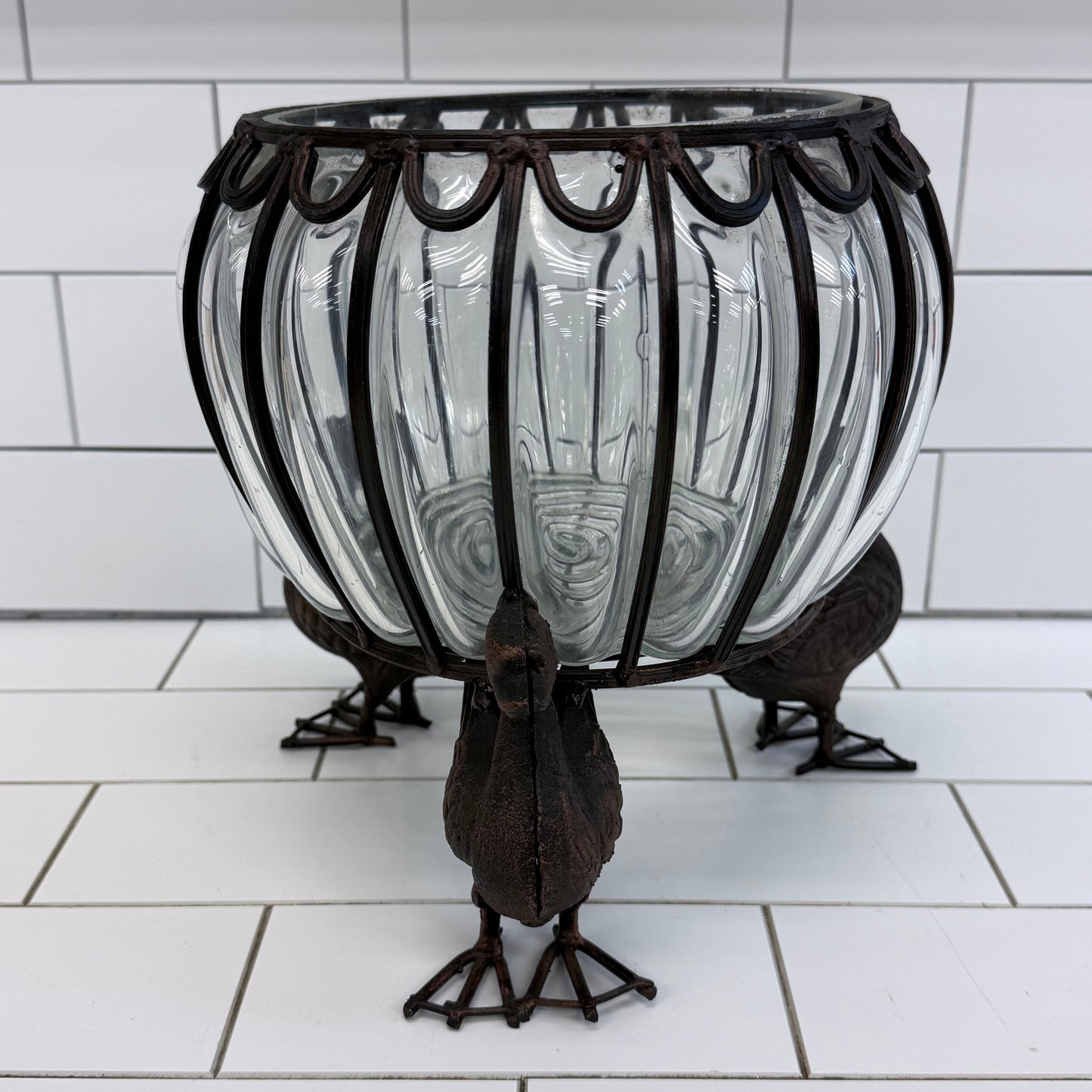 Duck Footed Planter Centerpiece with Glass Bowl