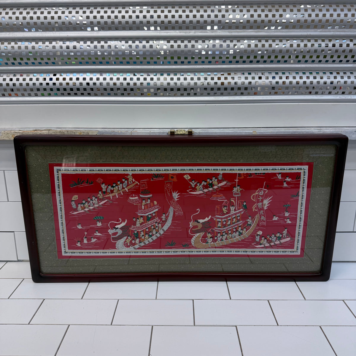 Chinese Dragon Boat Festival Silk Embroidery Framed Art